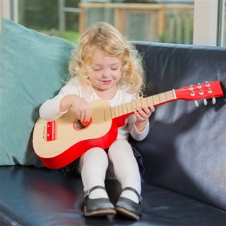 New Classic Toys - Gitarre - DeLuxe - Natur/Rot
